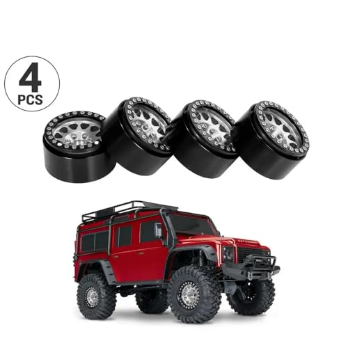 QPSJXN 4pcs 1.9 Metall Beadlock Wheel Rim Hub kompatibel mit 1/10 RC -Autos im Maßstab(Light Grey) von QPSJXN