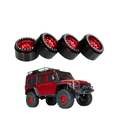 QPSJXN 4pcs 1.9 Metall Beadlock Wheel Rim Hub kompatibel mit 1/10 RC -Autos im Maßstab(Red) von QPSJXN