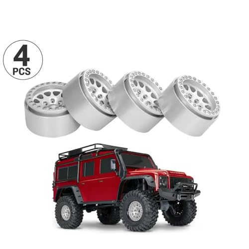 QPSJXN 4pcs 1.9 Metall Beadlock Wheel Rim Hub kompatibel mit 1/10 RC -Autos im Maßstab(Silver) von QPSJXN