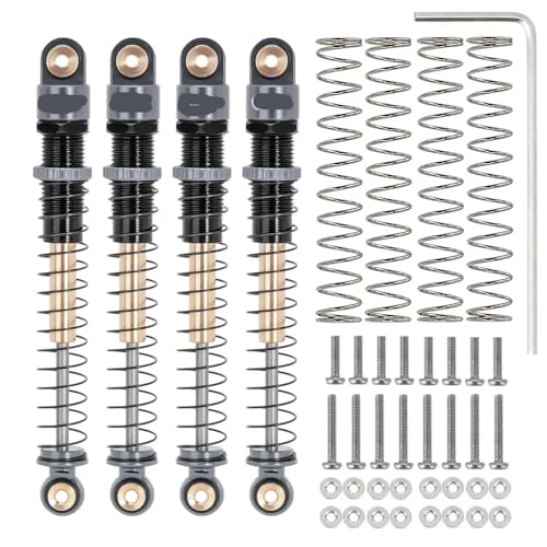 QPSJXN 51 mm Aluminiumgewinder -Doppel -Barrel -Stoßdämpfer Lange Reise für 1 24 -Skala -RC -Crawler -Upgrade kompatibel mit AX24 SCX24 -Modellen(4PCS Grey) von QPSJXN