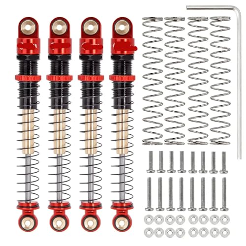 QPSJXN 51 mm Aluminiumgewinder -Doppel -Barrel -Stoßdämpfer Lange Reise für 1 24 -Skala -RC -Crawler -Upgrade kompatibel mit AX24 SCX24 -Modellen(4PCS Red) von QPSJXN
