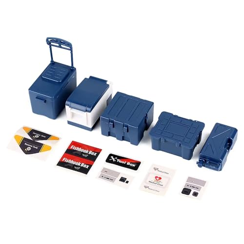 QPSJXN 5pcs Kunststoff gefälschter Fischereikasten Erste Aid -Kit -Aufbewahrungskoffer mit 1 10 -Skala -RC -Crawler -Autos wie TRX6 und 90046 VS4 10 Modelle kompatibel(DG-A02BL) von QPSJXN