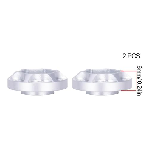 QPSJXN 6 9 12 15 18 21 mm Aluminiumrad -Helfer -Hub kompatibel mit 1 10 -Skala -RC -Crawler -Auto 1 9 und 2 2 Räder FIT Passe Fits Verschiedene RC -Modelle Offroad(2pcs 6mm Silver) von QPSJXN
