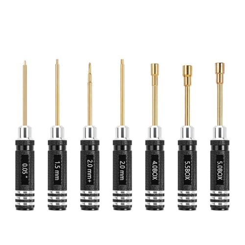QPSJXN 7pcs kurzes Griff HSS Hexagonal ScreverDriver Nut Triver Set kompatibel mit 1 18 1 24 RC -Crawler -Autos wie SCX24 -Modelle(7PCS Black) von QPSJXN