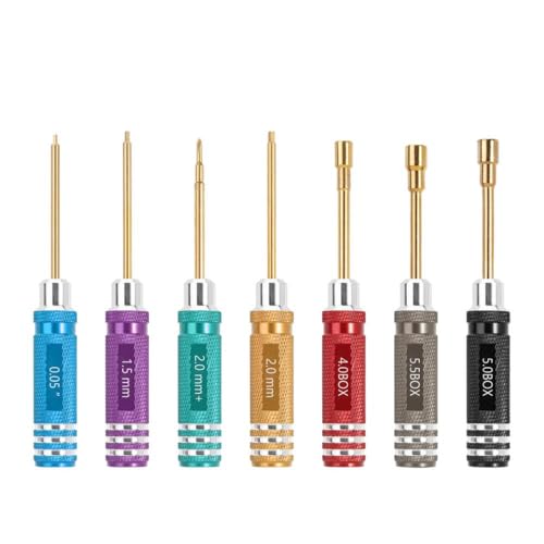 QPSJXN 7pcs kurzes Griff HSS Hexagonal ScreverDriver Nut Triver Set kompatibel mit 1 18 1 24 RC -Crawler -Autos wie SCX24 -Modelle(7PCS Colorful) von QPSJXN