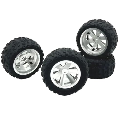 QPSJXN 86mm Metallradfelgen und Reifen kompatibel mit 16207 08 09 10 14210 1/16 A959 144001 10 1/12 124017 124018 124019 Rallye -Räder(Silver) von QPSJXN