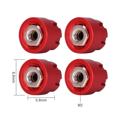 QPSJXN Aluminium -Kappen -Rad -Lock -Muttern, die mit 1/24 1/18 RC -Crawler M2 M2 5 kompatibel ist(M2 Red) von QPSJXN