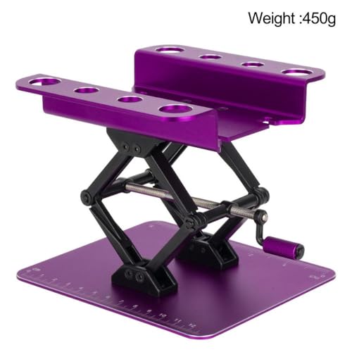 QPSJXN Einstellbare Höhe Aluminium RC Auto Reparaturständer Arbeitsplattform kompatibel mit Fahrzeugen von 1 10 und 1 8 Skala(Purple) von QPSJXN