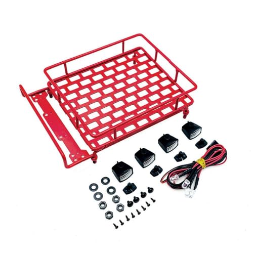 QPSJXN Großgröße Aluminium -Dachregal -Gepäckträger mit 4 -Leuchten kompatibel mit RC -Automodellen und Spielzeug -Upgrade -Teilen(RD) von QPSJXN