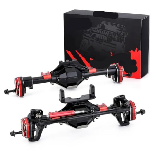 QPSJXN Metall -Portalachse mit Protektor für 1 10 -Skala -RC -Crawler -Vorder- und Hinterachse -Upgrade -Teile, die mit II Modell 90046 90047 kompatibel sind(Black Both) von QPSJXN