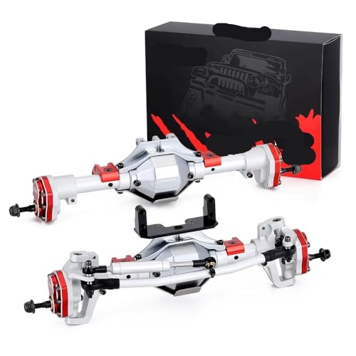 QPSJXN Metall -Portalachse mit Protektor für 1 10 -Skala -RC -Crawler -Vorder- und Hinterachse -Upgrade -Teile, die mit II Modell 90046 90047 kompatibel sind(Silver Both) von QPSJXN
