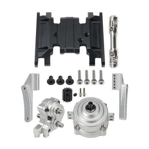 QPSJXN Planetary Getriebeübertragungskoffer mit Vordermontage -II -Schleuderplatte und Antriebswellengetriebe kompatibel mit 1 10 -Skala RC Crawler 90046 Chassis(Silver Set) von QPSJXN