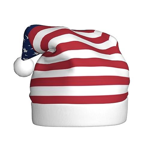 QQLADY Amerikanische Flagge Sterne Streifen Weihnachtsmütze für Erwachsene Weihnachtsmütze Xmas Urlaub Hut für Neujahr Party Supplies von QQLADY