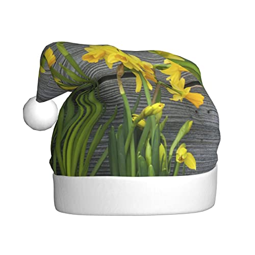 QQLADY Blumenstrauß Narzissen Nikolausmütze für Erwachsene Weihnachtsmütze Xmas Urlaub Hut für Neujahr Party Supplies von QQLADY