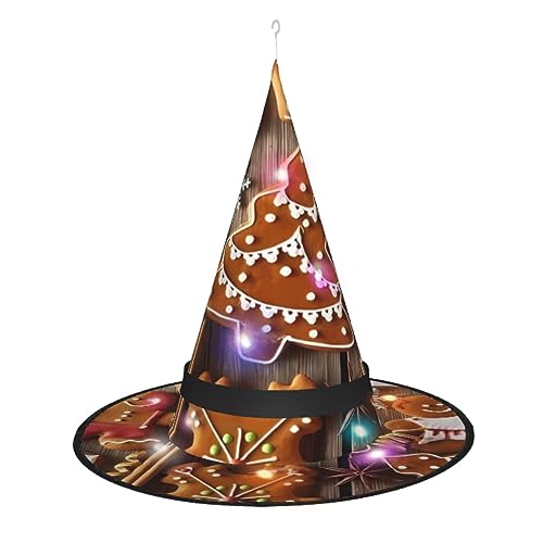 QQLADY Hexenhüte Lebkuchen Kekse Frauen Halloween LED Lichter Hexen Hüte Hängende Zauberer Hut DekorBeleuchtete Hexenhüte von QQLADY
