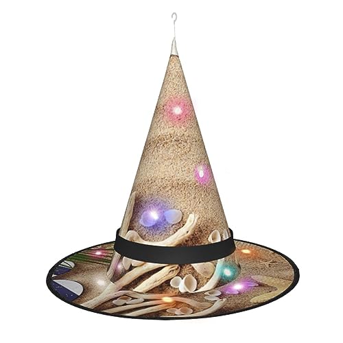 QQLADY Hexenhüte S Strand Palme Frauen Halloween LED Lichter Hexen Hüte Hängende Zauberer Hut Dekor Beleuchtete Hexenhüte von QQLADY
