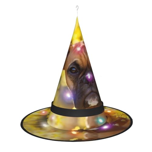 QQLADY Hexenhüte niedlicher Hund Frauen Halloween LED Lichter Hexen Hüte Hängende Zauberer Hut Dekor Beleuchtete Hexenhüte von QQLADY