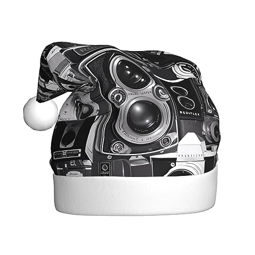 QQLADY Retro Cool Camera Collection Santa Hat for Adults Christmas Hat Xmas Holiday Hat for New Year Party Supplies von QQLADY