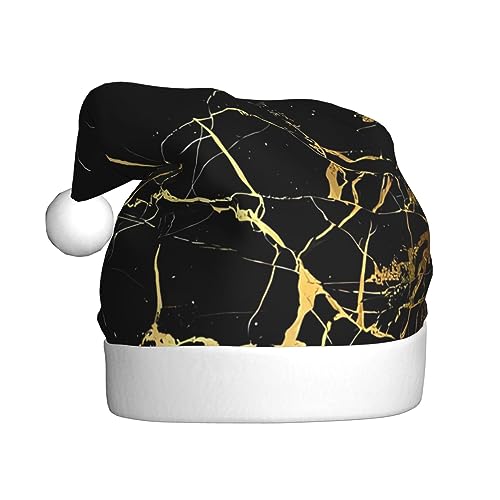 QQLADY Schwarz Gold Marmor Weihnachtsmann Hut für Erwachsene Weihnachtsmütze Xmas Urlaub Hut für Neujahr Party Supplies von QQLADY