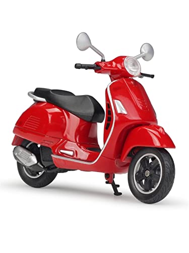 QQLADY Stilvolles schönes Modell Legierung Diecast Motorrad Dekoration Geschenke Modell Rotierende Räder Spielzeug Kind 1:18 2017 Für Piaggio Für Vespa GTS 125 (Color : Rosso) von QQLADY
