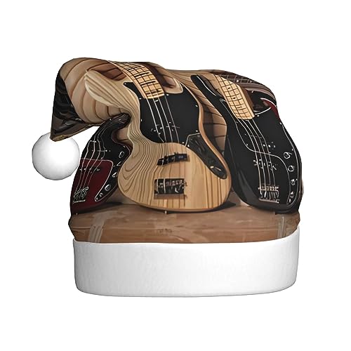 QQLADY Weihnachtsmannmütze für Erwachsene, Gitarre, Bass, Musik, Musikinstrumente, Weihnachtsmütze, Weihnachtsmütze für Neujahr, Partyzubehör von QQLADY