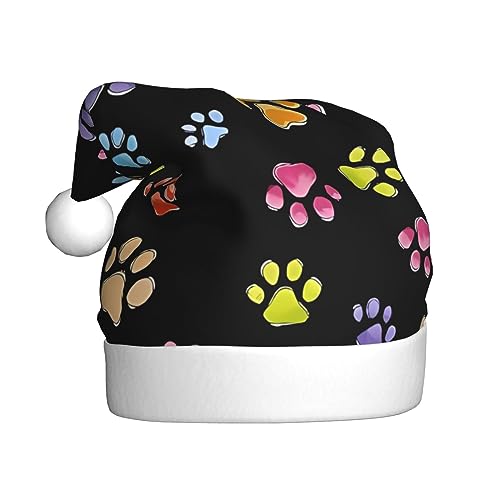 QQLADY Weihnachtsmütze mit Hundepfotenabdruck für Erwachsene, Weihnachtsmütze, Weihnachtsmütze für Neujahr, Partyzubehör von QQLADY