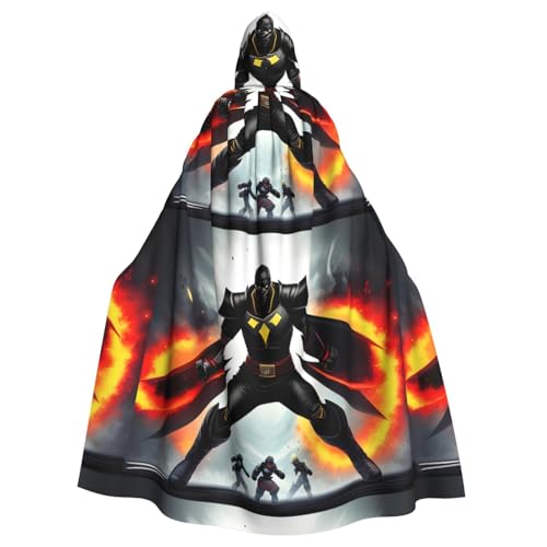 qqoupp Black Fighter Prints Halloween Kapuzenumhang für Erwachsene, super großer Kapuzenumhang mit Fliege, ohne Reißverschluss von QQOUPP