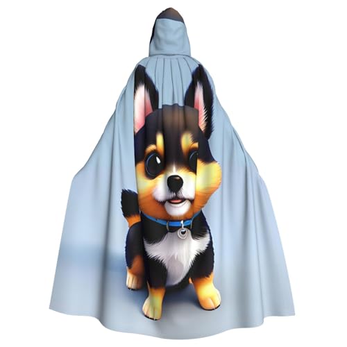 qqoupp Card Love Fancy Puppy Prints Halloween Kapuzenumhang für Erwachsene, super großer Kapuzenumhang mit Fliege, ohne Reißverschluss von QQOUPP