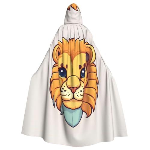 qqoupp Cartoon-Umhang mit süßem kleinen Löwen, Halloween, Erwachsenen-Kapuzenumhang mit Fliege, ohne Reißverschluss qqoupp Cartoon-Umhang mit süßem kleinen Löwen, Halloween, Erwachsenen-Kapuzenumhang mit Fliege, ohne Reißverschluss von QQOUPP