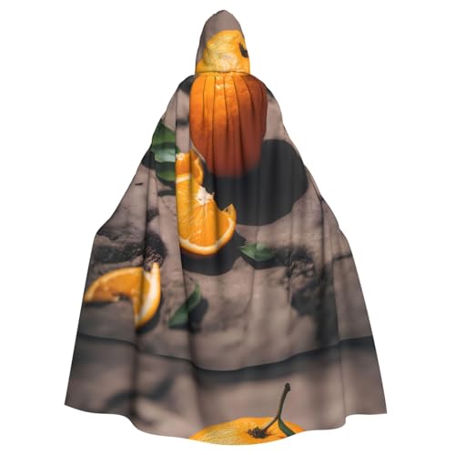 qqoupp Ein schöner orangefarbener Halloween-Umhang mit Kapuze, für Erwachsene, super großer Kapuzenumhang mit Fliege, ohne Reißverschluss von QQOUPP
