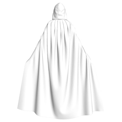 qqoupp Einfarbiger weißer Aufdruck, Halloween-Umhang mit Kapuze, für Erwachsene, super großer Kapuzenumhang mit Fliege, ohne Reißverschluss von QQOUPP