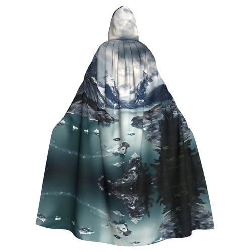 qqoupp Gletscherfjord, Alaska-Druck, Halloween-Umhang für Erwachsene, Kapuzenumhang mit Fliege, ohne Reißverschluss qqoupp Gletscherfjord, Alaska-Druck, Halloween-Umhang für Erwachsene, Kapuzenumhang mit Fliege, ohne Reißverschluss von QQOUPP