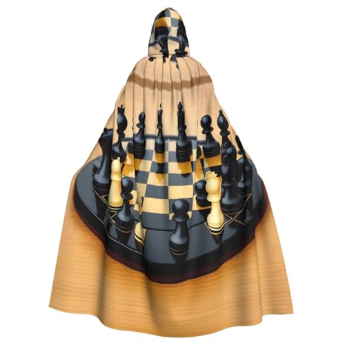 qqoupp International Schach-Prints, Halloween-Umhang mit Kapuze, für Erwachsene, super groß, mit Fliege, ohne Reißverschluss qqoupp International Schach-Prints, Halloween-Umhang mit Kapuze, für Erwachsene, super groß, mit Fliege, ohne Reißverschluss von QQOUPP