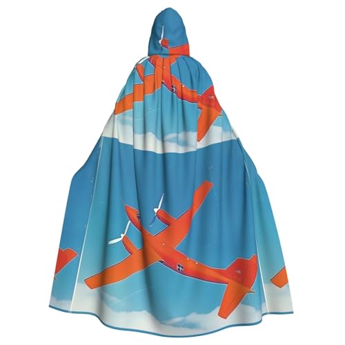 qqoupp Kapuzenumhang für Erwachsene, Motiv: Flugzeug, Orange, mit Fliege, ohne Reißverschluss von QQOUPP