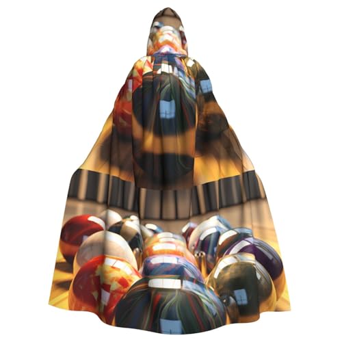 qqoupp Kapuzenumhang mit Bowlingkugel-Aufdruck, für Erwachsene, super groß, mit Fliege, ohne Reißverschluss von QQOUPP