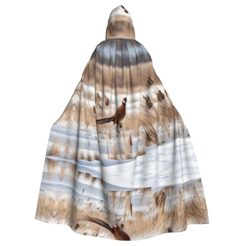 qqoupp Kapuzenumhang mit Fasanenjagd, für Erwachsene, super groß, mit Fliege, ohne Reißverschluss von QQOUPP