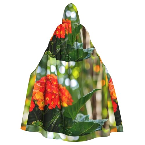 qqoupp Kapuzenumhang mit Gartenblumen-Aufdruck, für Erwachsene, super groß, mit Fliege, ohne Reißverschluss von QQOUPP