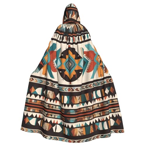 qqoupp Kapuzenumhang mit Indianer-Muster, Halloween, Erwachsene, super großer Kapuzenumhang mit Fliege, ohne Reißverschluss von QQOUPP