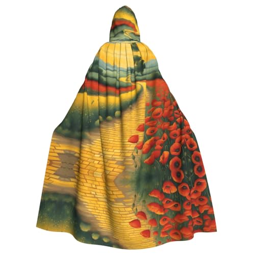 qqoupp Kapuzenumhang mit Mohnblumenfeld, gelbe Ziegelsteinstraße, Halloween, Erwachsene, Kapuzenumhang mit Fliege, ohne Reißverschluss qqoupp Kapuzenumhang mit Mohnblumenfeld, gelbe Ziegelsteinstraße, Halloween, Erwachsene, Kapuzenumhang mit Fliege, ohne Reißverschluss von QQOUPP