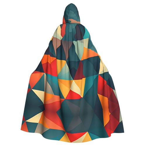 qqoupp Kapuzenumhang mit abstraktem geometrischem Muster, Halloween, Erwachsenen-Kapuzenumhang mit Fliege, ohne Reißverschluss von QQOUPP
