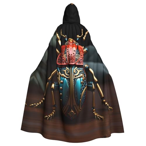 qqoupp Kapuzenumhang mit buntem Käfer-Aufdruck, für Erwachsene, super großer Kapuzenumhang mit Fliege, ohne Reißverschluss von QQOUPP