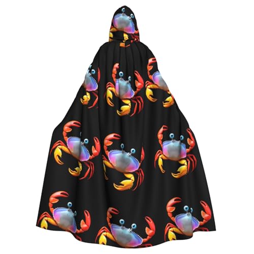 qqoupp Kapuzenumhang mit bunten Krabben, für Erwachsene, super groß, mit Fliege, ohne Reißverschluss von QQOUPP