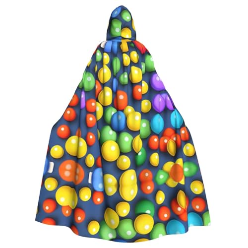 qqoupp Kapuzenumhang mit bunten Kugeln, für Erwachsene, super großer Kapuzenumhang mit Fliege, ohne Reißverschluss von QQOUPP