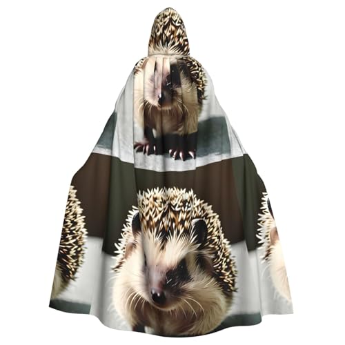 qqoupp Kapuzenumhang mit niedlichem Igel-Druck, für Erwachsene, super groß, mit Fliege, ohne Reißverschluss qqoupp Kapuzenumhang mit niedlichem Igel-Druck, für Erwachsene, super groß, mit Fliege, ohne Reißverschluss von QQOUPP