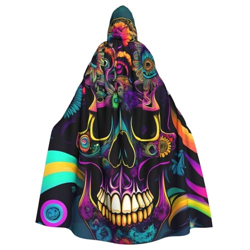 qqoupp Kapuzenumhang mit psychischem Skelett-Druck, für Erwachsene, super großer Kapuzenumhang mit Fliege, ohne Reißverschluss qqoupp Kapuzenumhang mit psychischem Skelett-Druck, für Erwachsene, super großer Kapuzenumhang mit Fliege, ohne Reißverschluss von QQOUPP