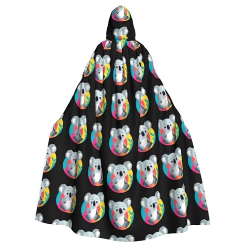 qqoupp Koala in the colorful world Prints Halloween Adult Hooded Cape Super Large Hooded Cloak with Bow Tie, No Zipper von QQOUPP
