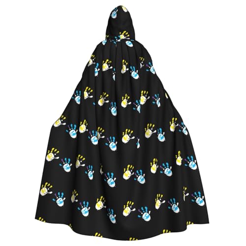 qqoupp Mehrfarbiger Kapuzenumhang mit Bärenpfotenabdruck, Halloween, Erwachsenen-Kapuzenumhang mit Fliege, ohne Reißverschluss qqoupp Mehrfarbiger Kapuzenumhang mit Bärenpfotenabdruck, Halloween, Erwachsenen-Kapuzenumhang mit Fliege, ohne Reißverschluss von QQOUPP