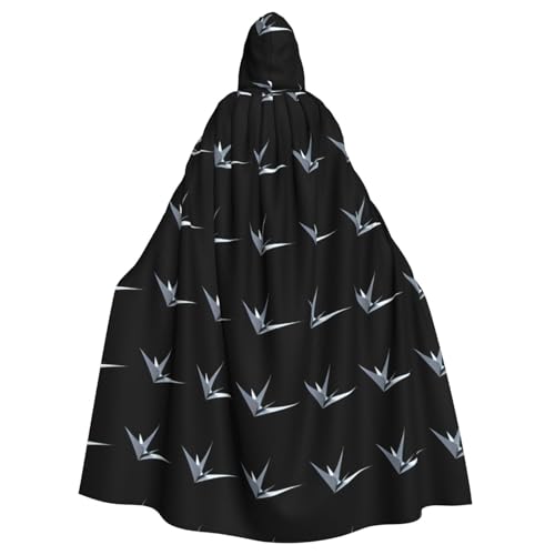qqoupp Metall-Papierkranich-Druck, Halloween, Erwachsenen-Kapuzenumhang, super großer Kapuzenumhang mit Fliege, ohne Reißverschluss von QQOUPP