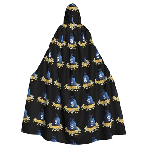 qqoupp Money in the Sack Prints Halloween Erwachsene Kapuzenumhang super groß Kapuzenumhang mit Fliege ohne Reißverschluss von QQOUPP
