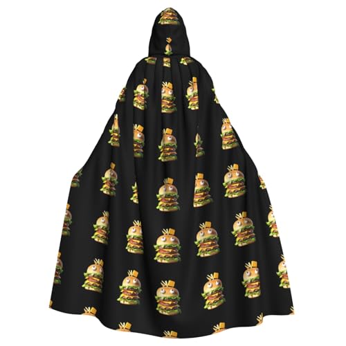 qqoupp Monster Burger Prints Halloween Erwachsene Kapuzenumhang super groß Kapuzenumhang mit Fliege ohne Reißverschluss von QQOUPP